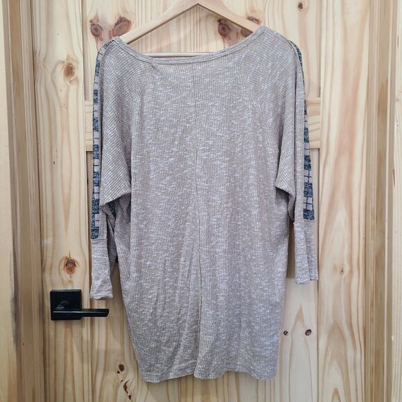 NWT Cato Jesus Cross Bling Oatmeal Blue Plaid Top Christian Religious Size L - Picture 4 of 9